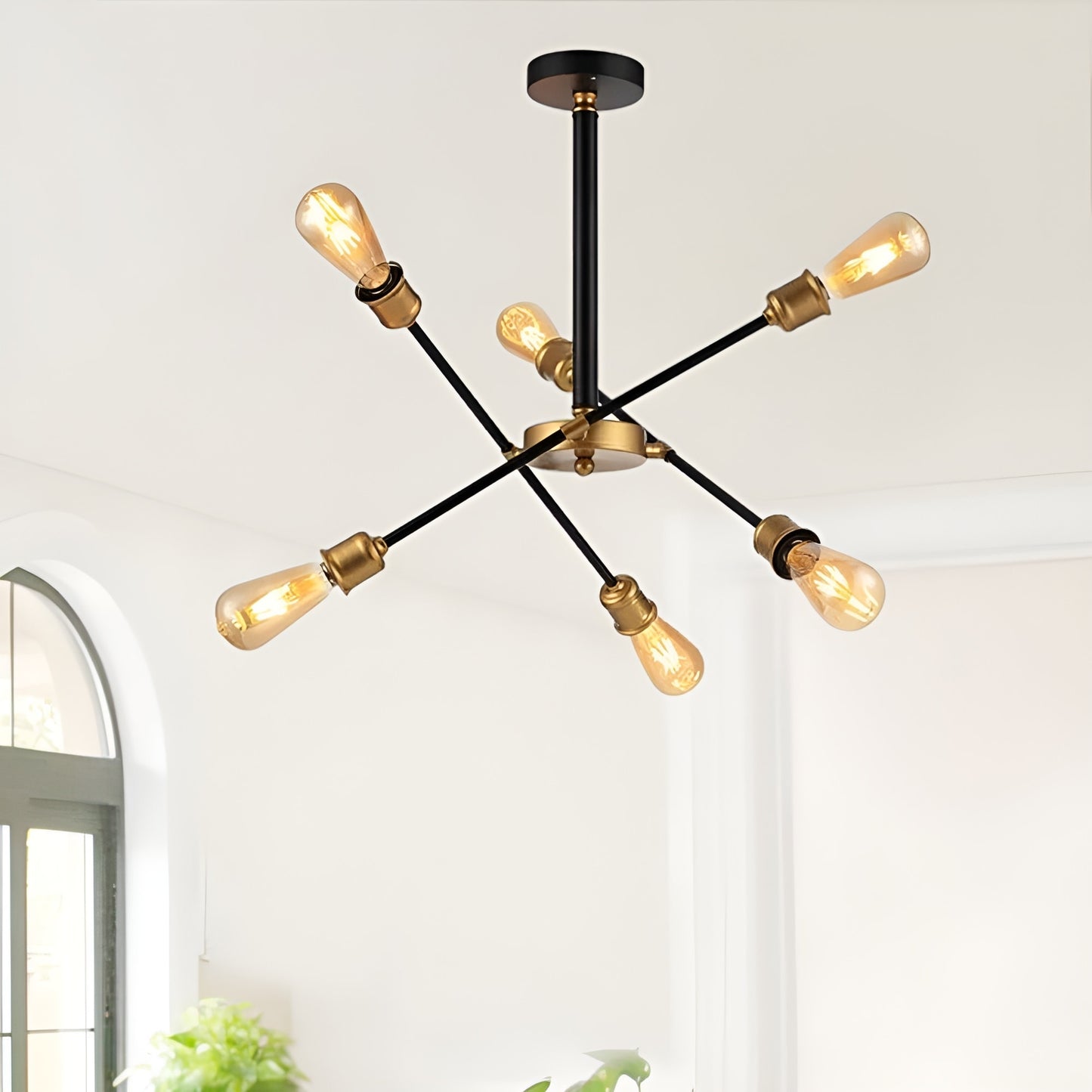 Timaios 6 - Light Sputnik Sci-fi Star Chandelier (Black/Gold)