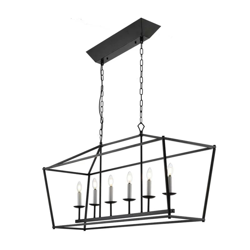 Minimalist Linear Rectangle Chandelier/Lantern for Kitchen Island