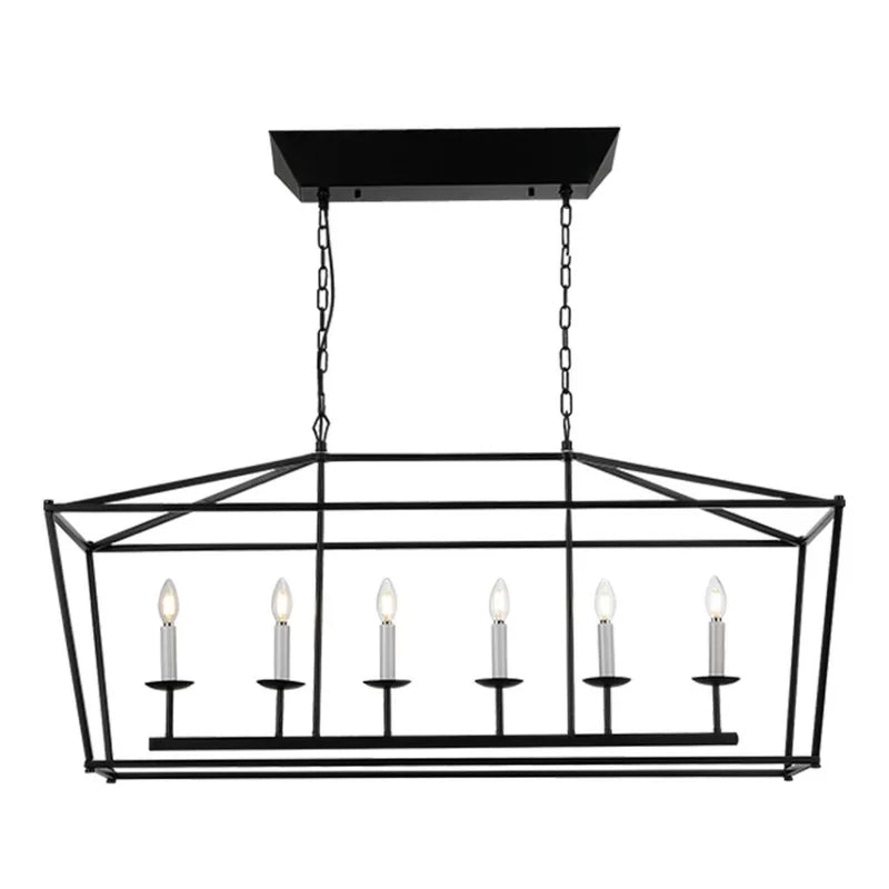 Minimalist Linear Rectangle Chandelier/Lantern for Kitchen Island