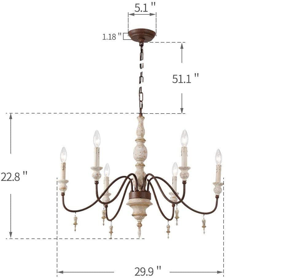 Traditional Middle Age Chandelier - Antique Style Ceiling 6 Light
