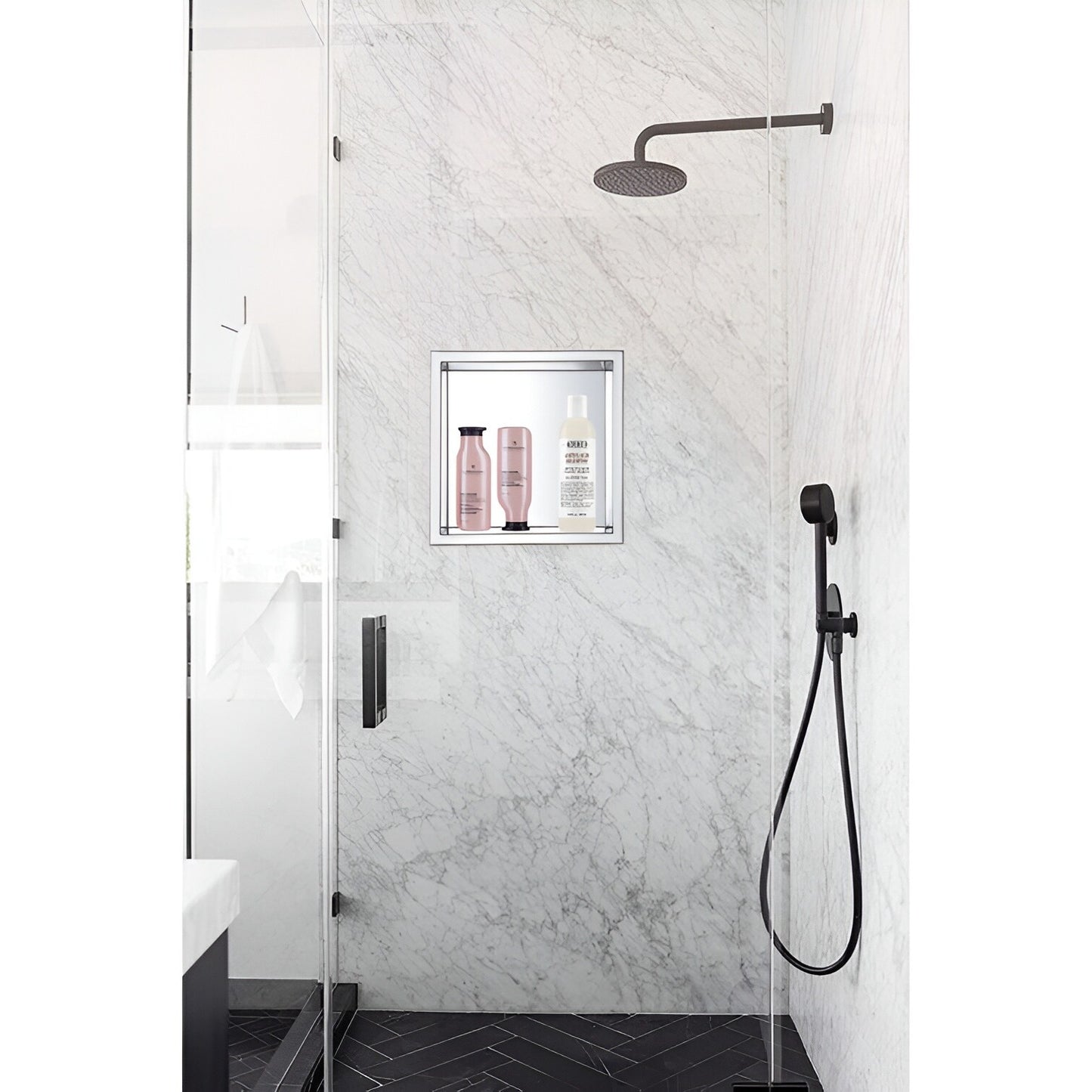 Stainless Steel Shower Niche by DecoMust - Modern and Elegant Design 13.5“ X 13.5” (Inner size 12X12)