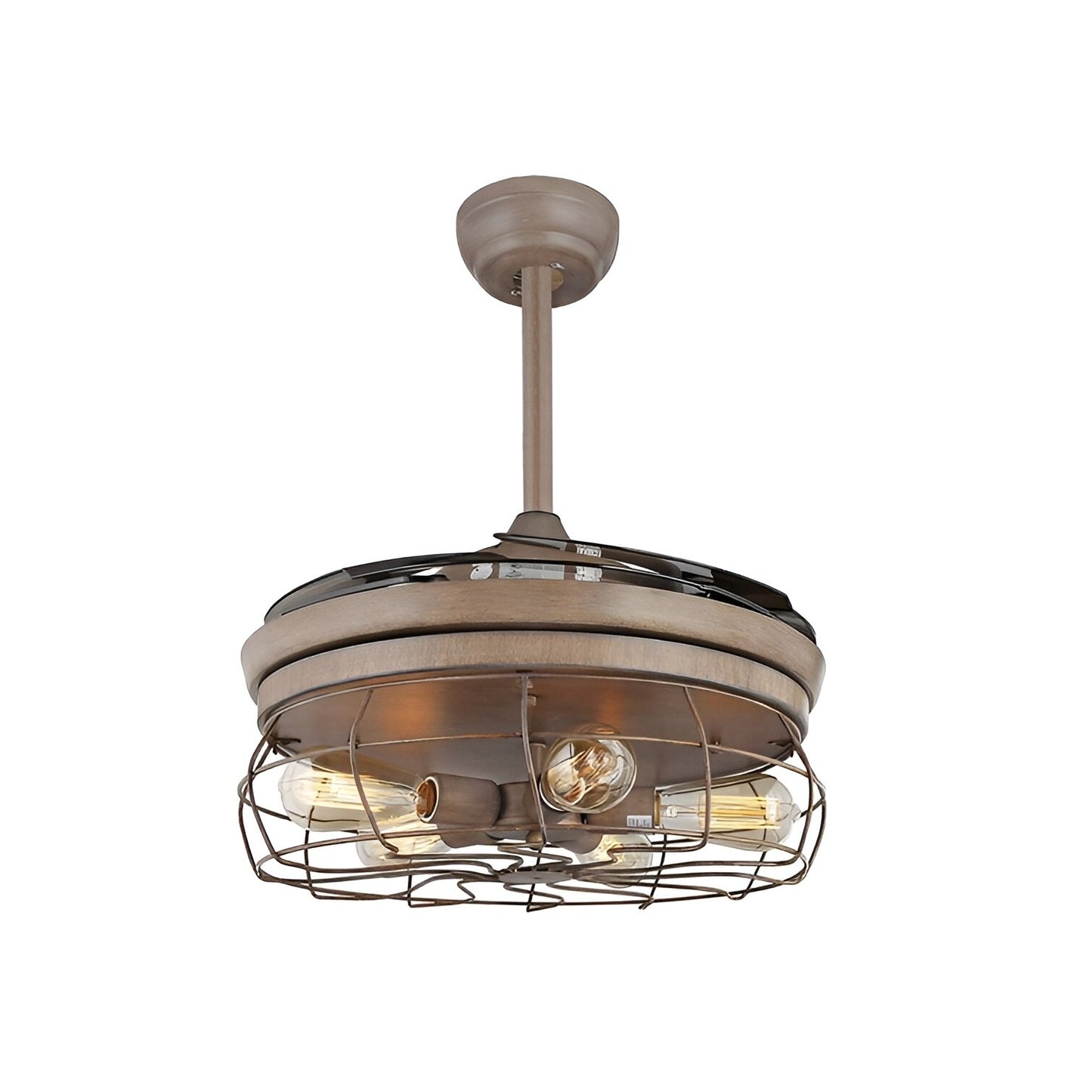 Esto Ceiling Fan, Retro Industrial Fan Chandelier with Remote, Retractable 45''