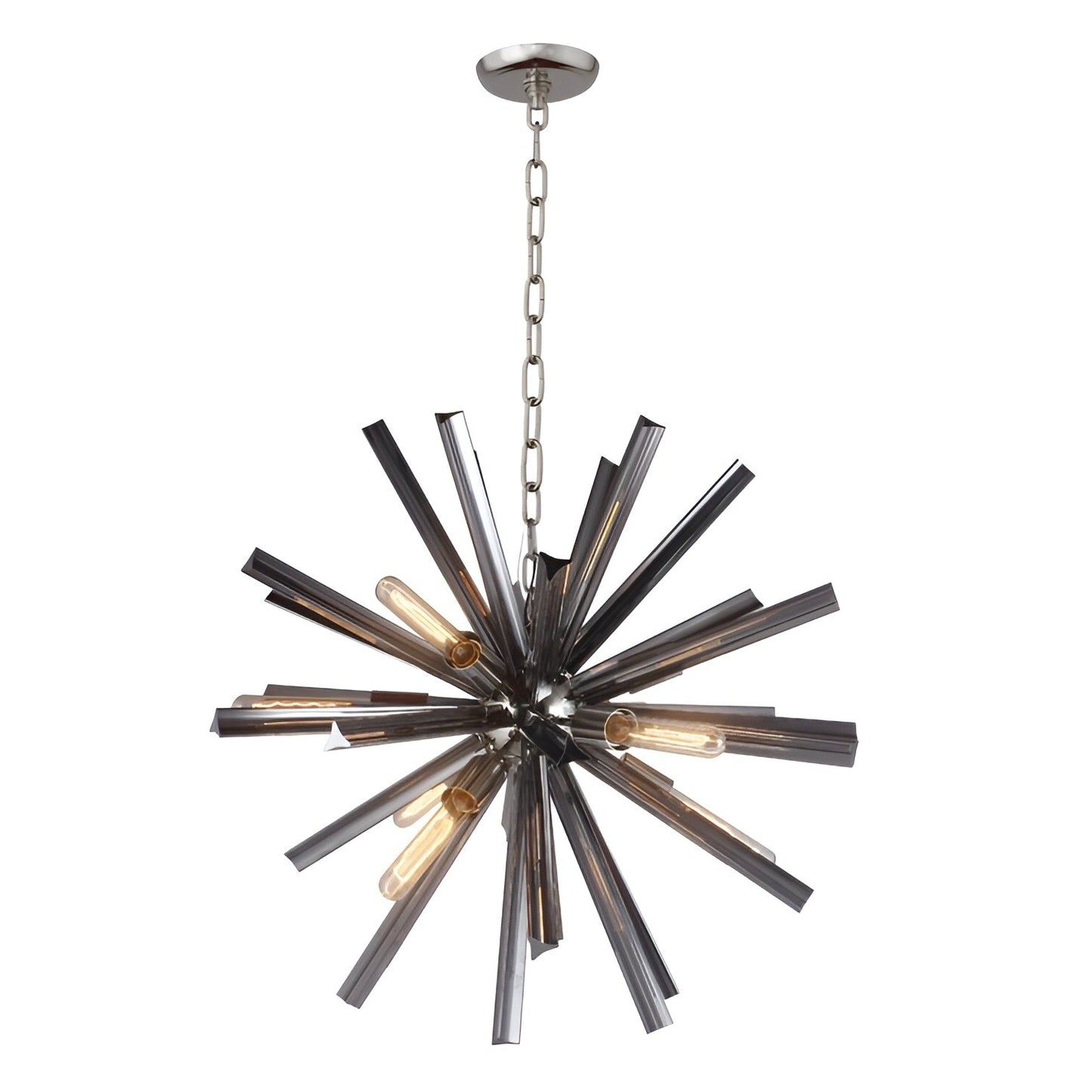 Nine Light Axis Lucite Sputnik Sphere Chandelier, Sci-fi Space Inspired Lighting (Brown)