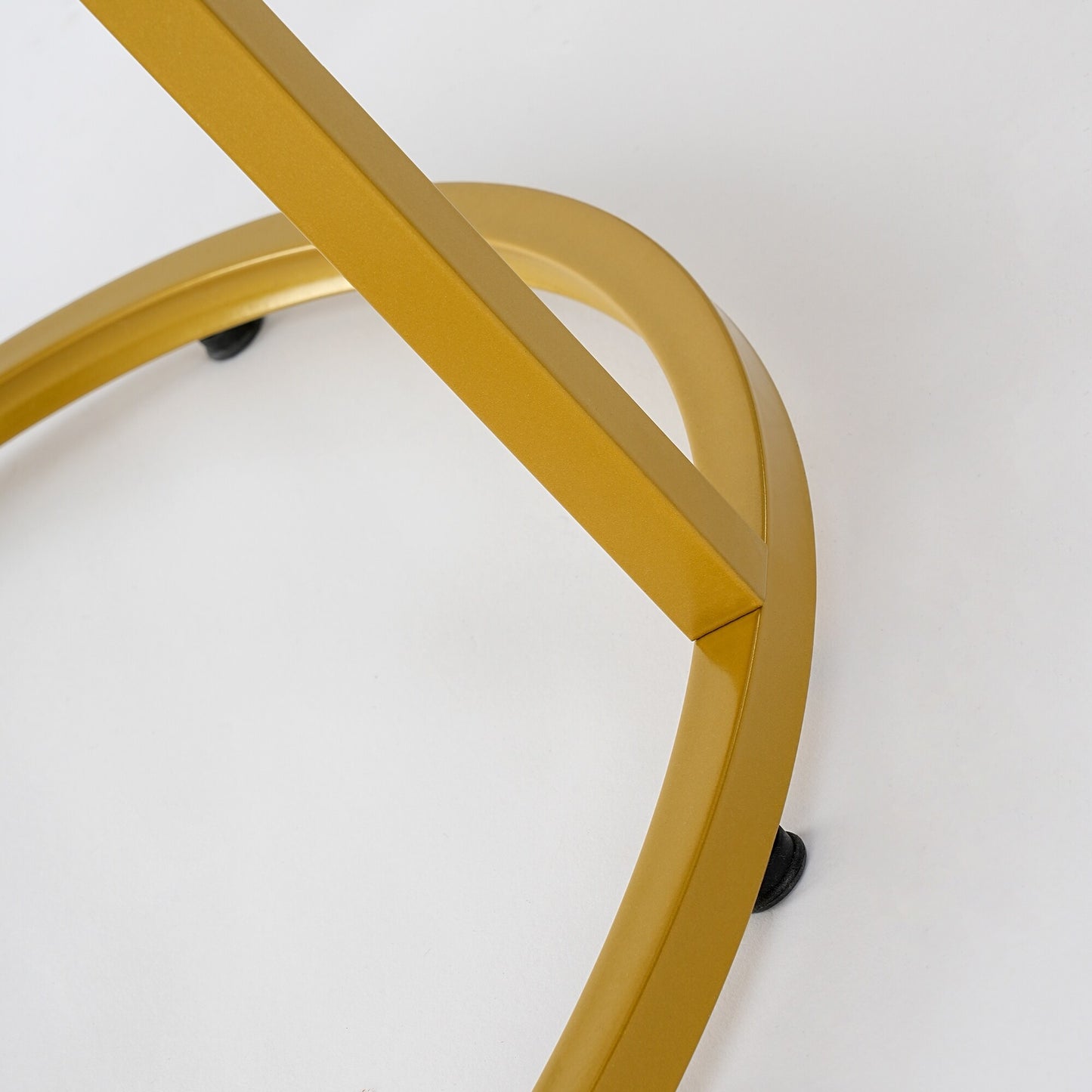 Modern White Marble Coffee Table, Industrial Round Metal Frame in Golden Style - Set of 2 Living Room or Lounge