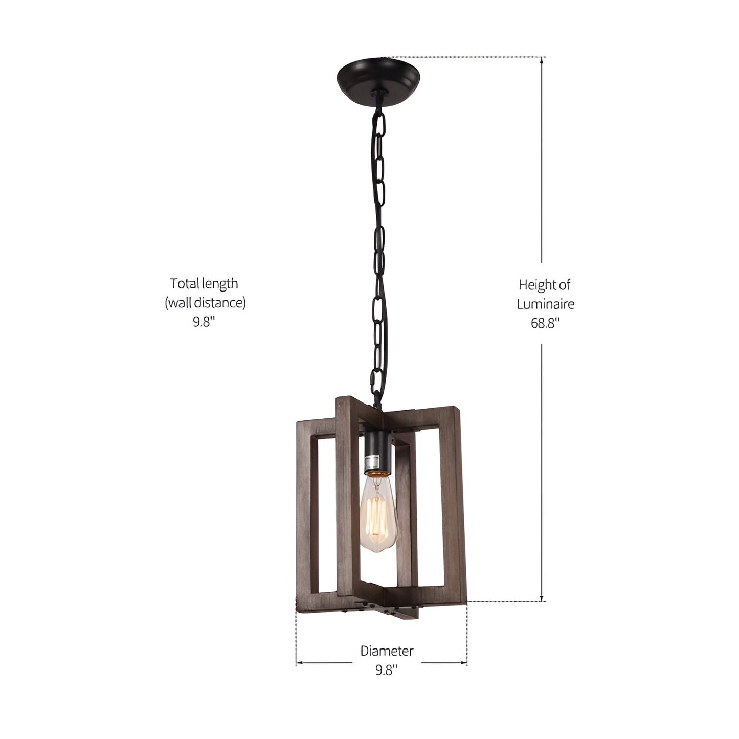 Mote 1-Light Lantern, Square/Rectangle Wooden Pendant Light, Medieval Rustic Style✨🏰🌿