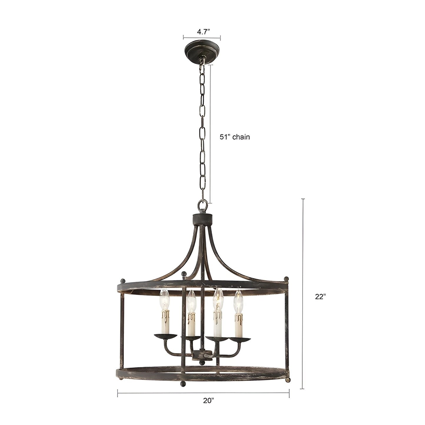 Papken 4-Light, Medieval Antique Style Lantern, Drum Chandelier: Lighting Fixture with Modern Appeal for Home Decor