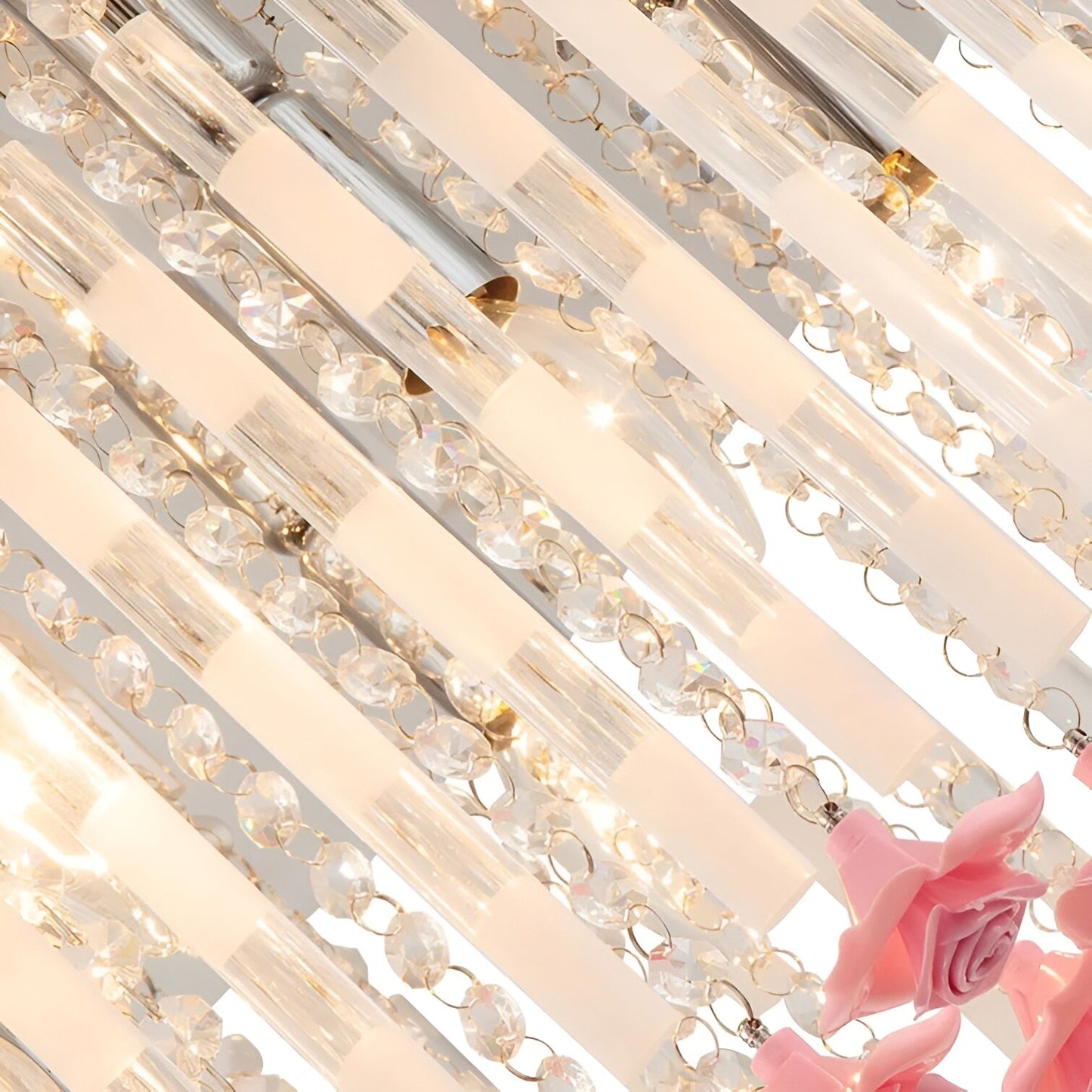Luxury Roses Glass Chandelier, Nature Inspired Unique Frants Ceiling Light