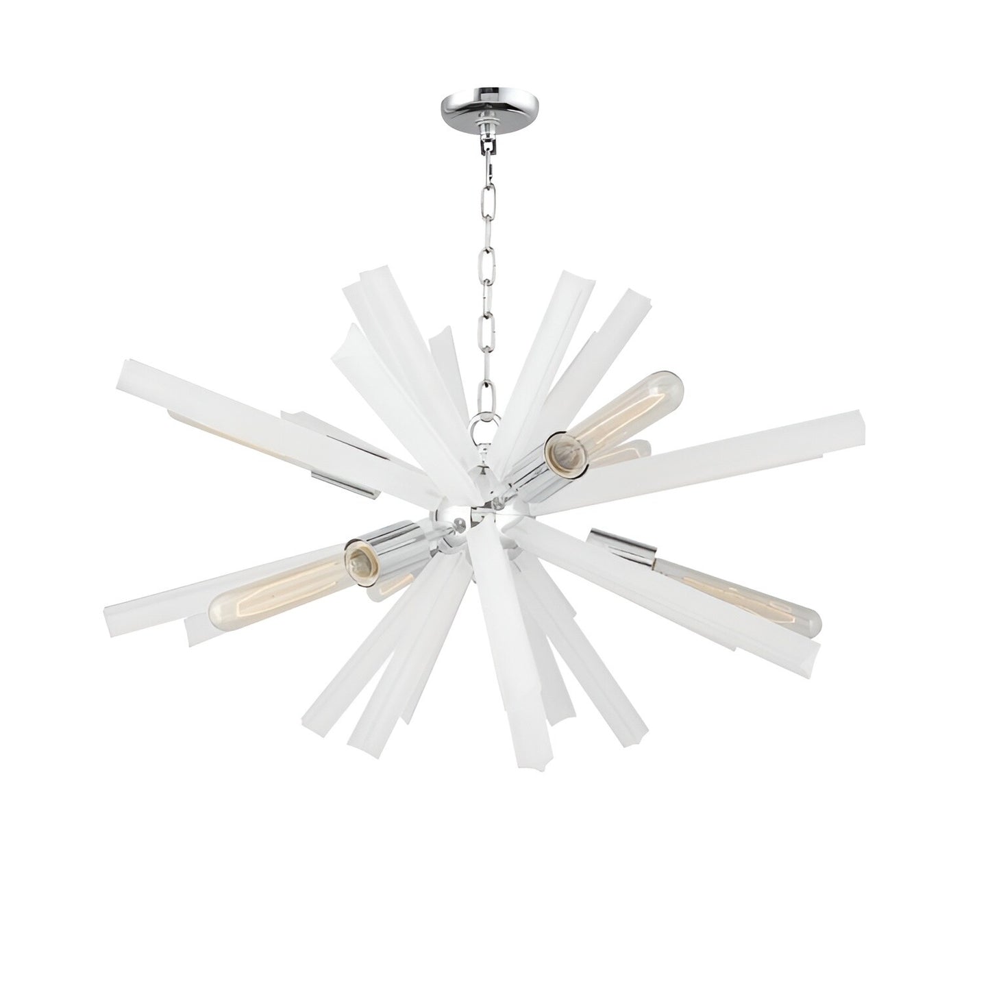 Sci-fi Chrome Sputnik Chandelier with Frosted Glass - Renly 6-Light