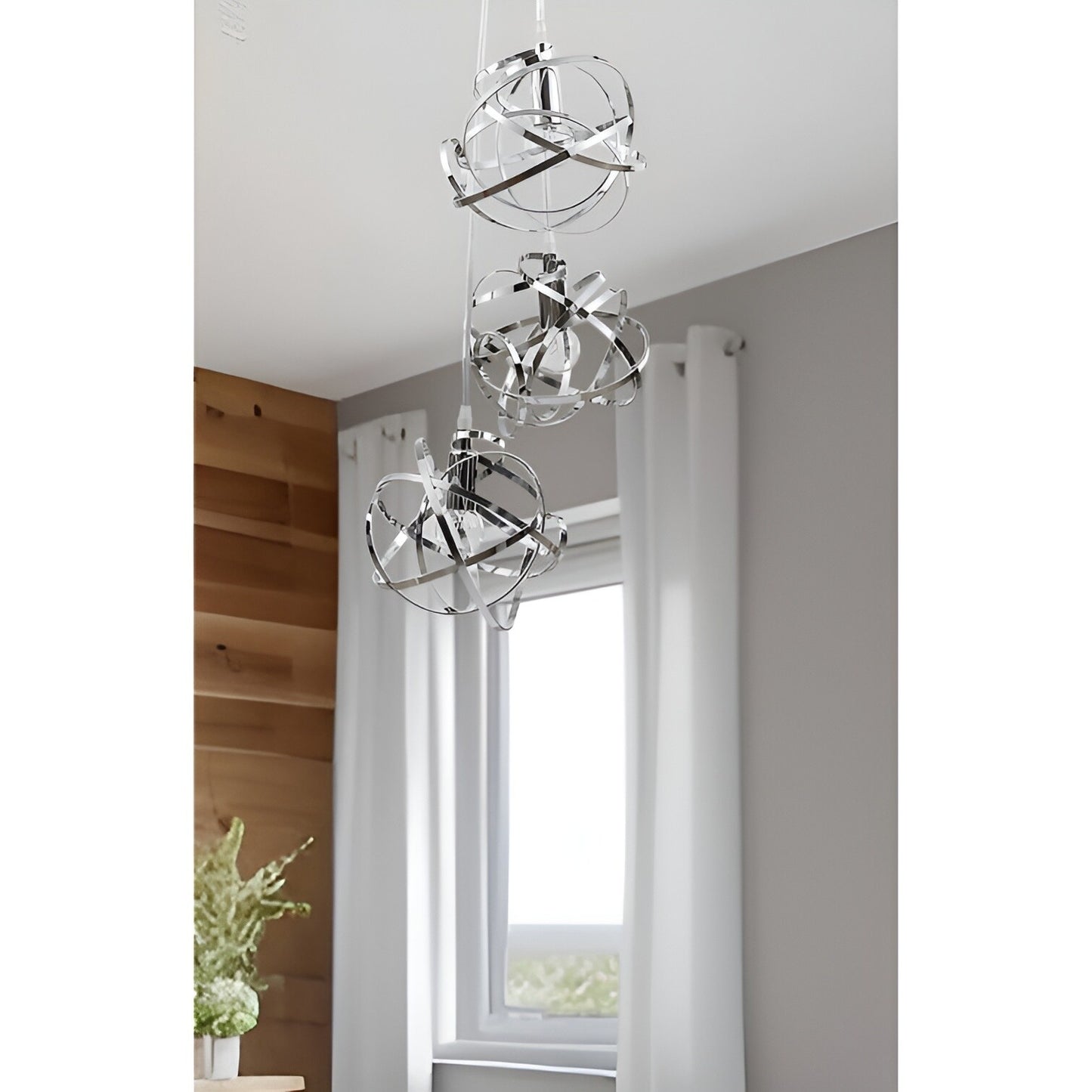 Scribbling Doodle 5-Light Vertical Geometric Cluster, Silver Multi-Pendant Lamp
