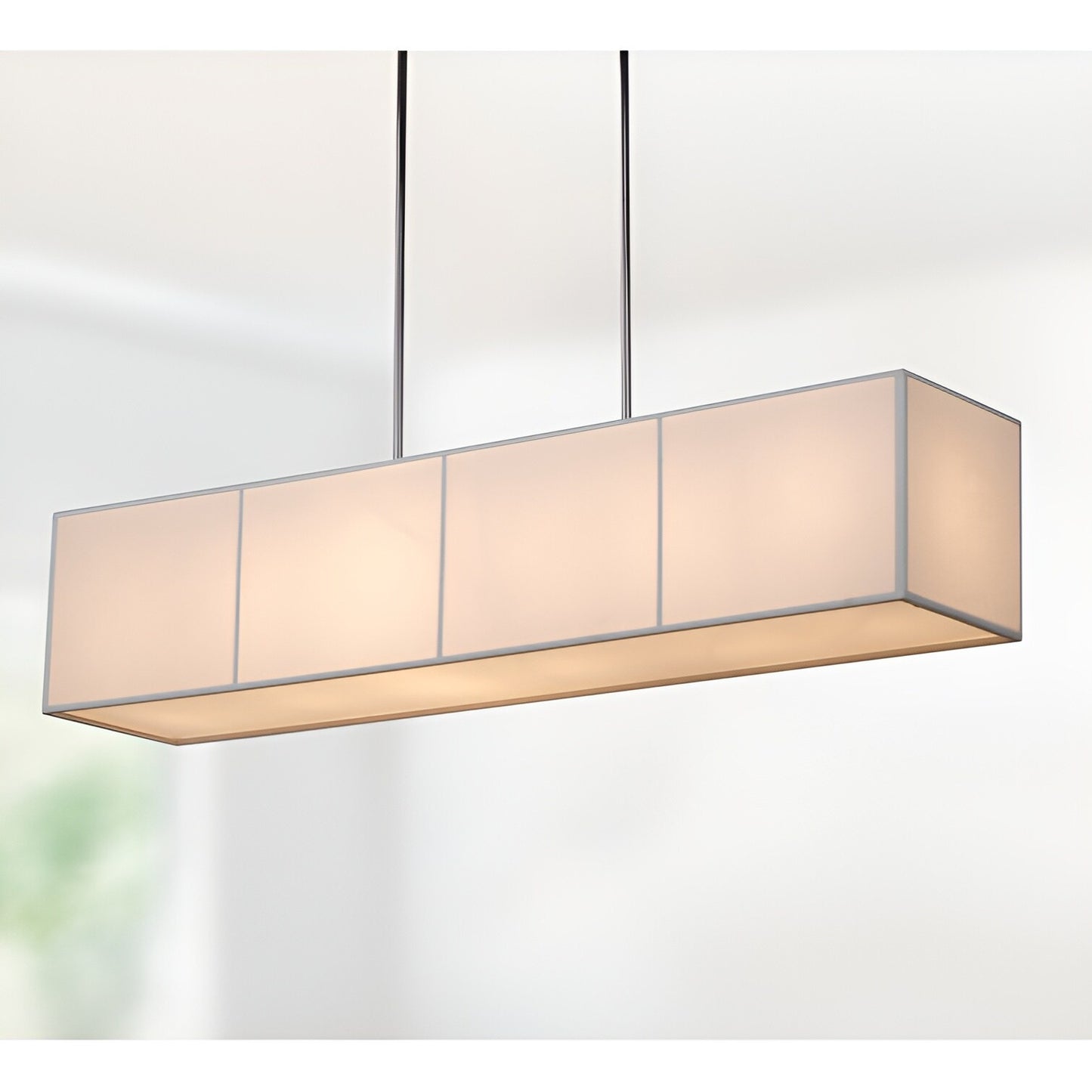 Wanakah 6-Light Kitchen Island Linear Chandelier with Textured Linen, White Shade 48 inch