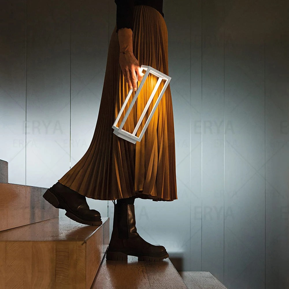 Sci-Fi Open Cage Desk Lamp - Geometric Futuristic Light Cube / Rectangle