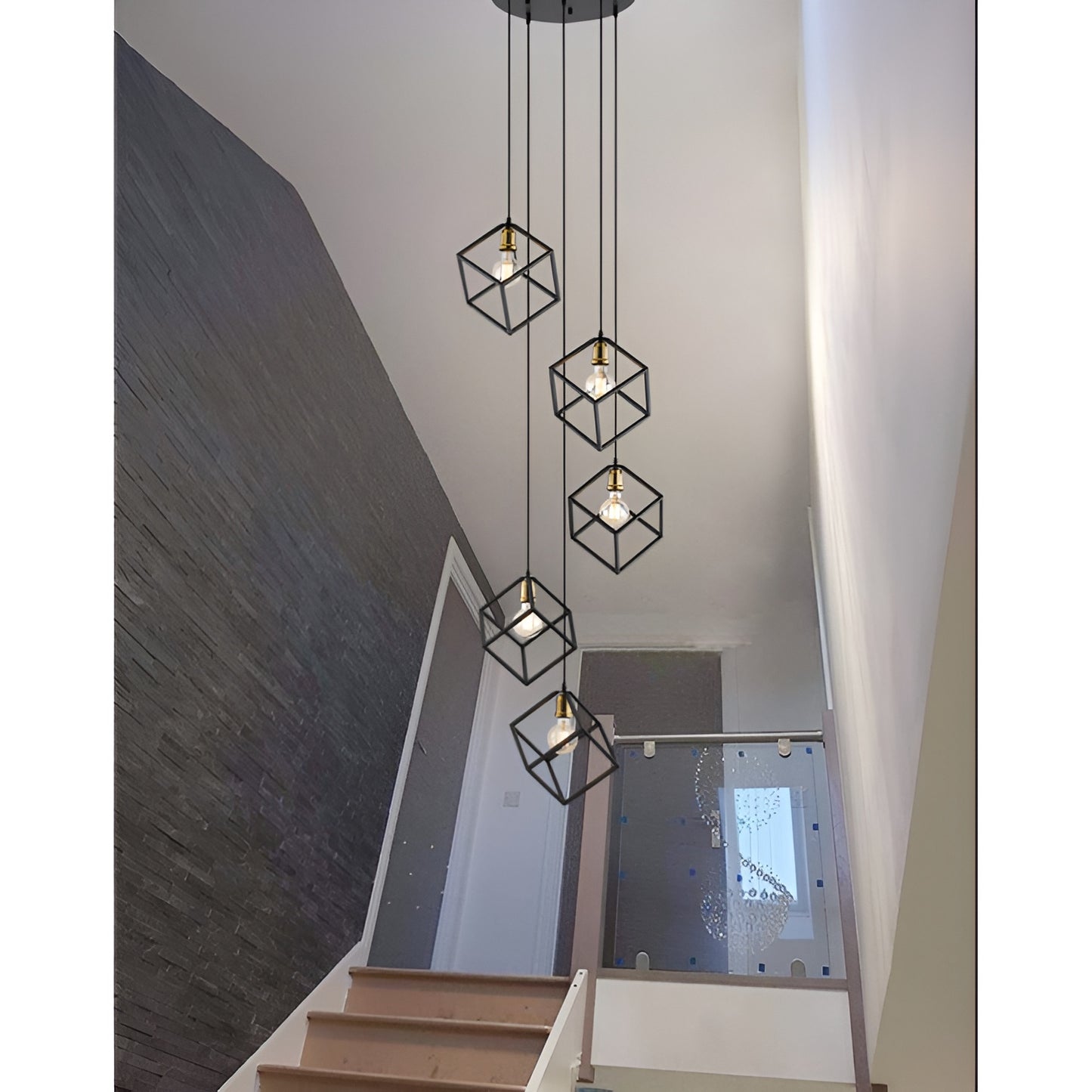 Geometric Cube Cluster Pendant Lights, Modern Luxury Square Ceiling Lights