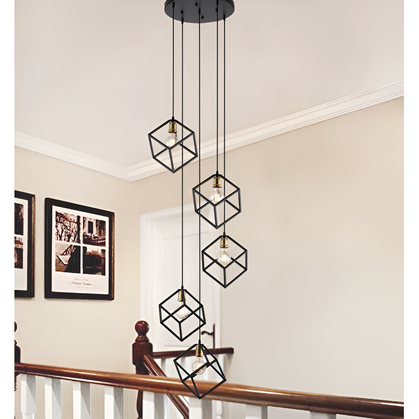 Geometric Cube Cluster Pendant Lights, Modern Luxury Square Ceiling Lights