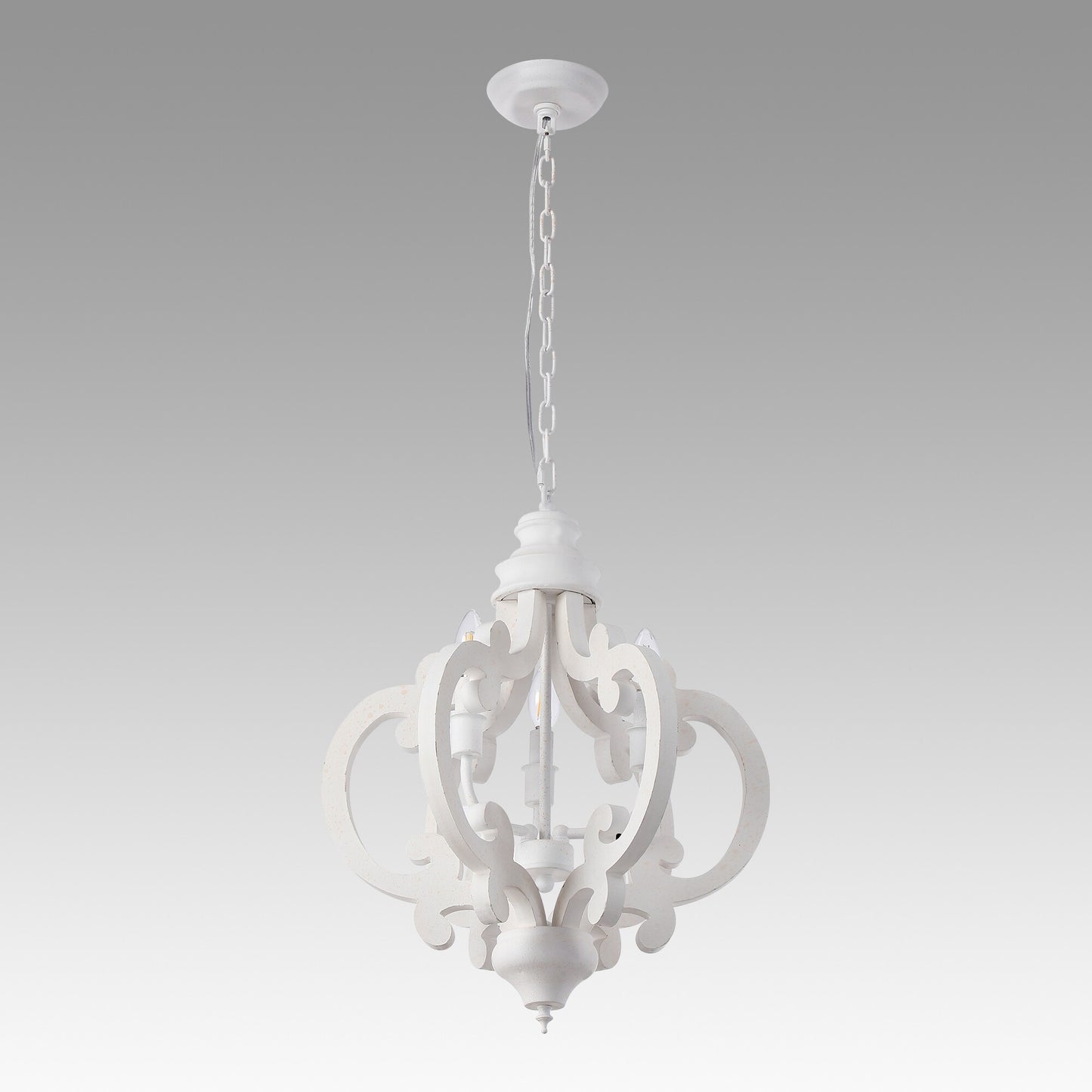 Cottage Geometric Distressed Wood Chandelier, 3-Light Farmhouse Wood Ceiling Light