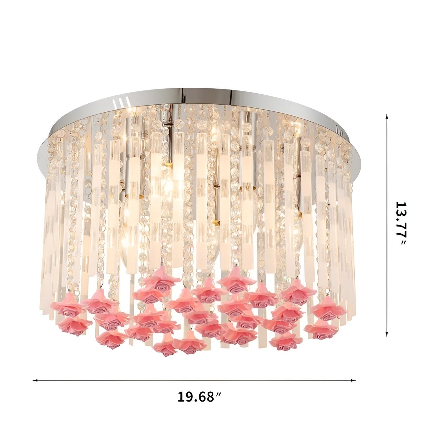 Luxury Roses Glass Chandelier, Nature Inspired Unique Frants Ceiling Light