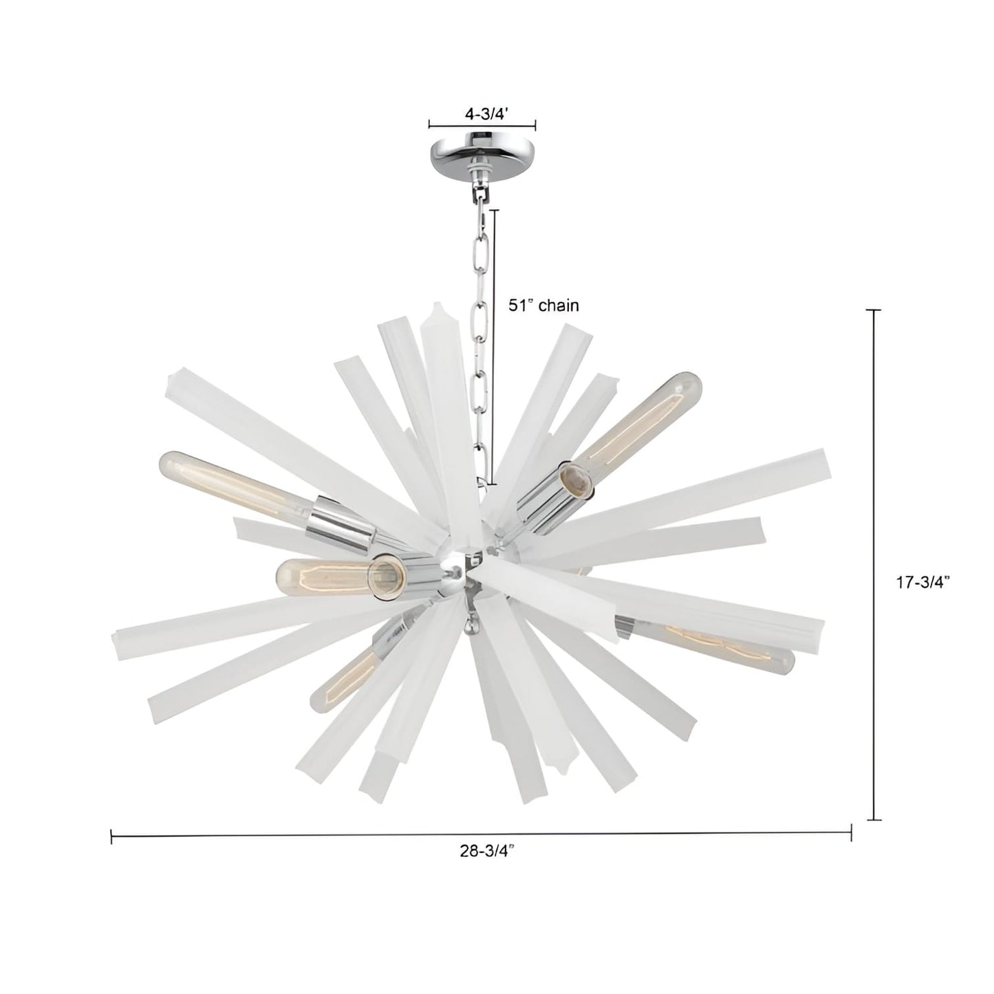 Sci-fi Chrome Sputnik Chandelier with Frosted Glass - Renly 6-Light