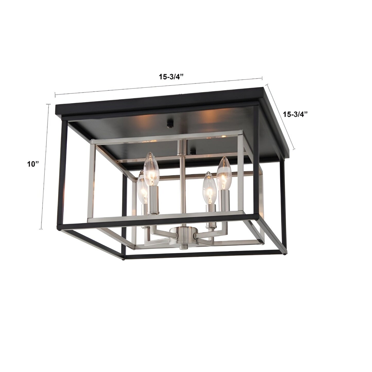 Shoalhaven 14-Inch Geometric Open Frame Dual Tones Black Nickel Flush Mount