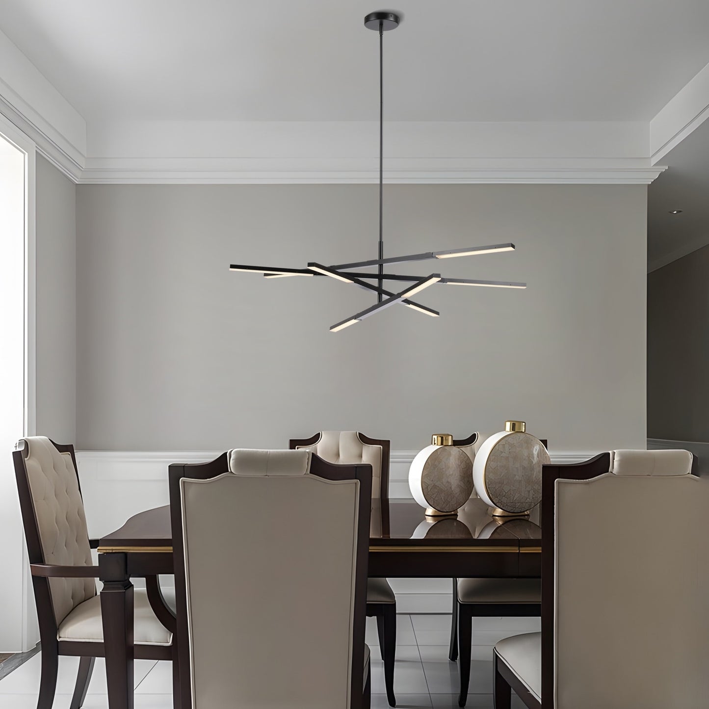 Cutlass Blade Adjustable Chandelier | Black LED Lighting Fixture- Nordic Modern Ceiling Light