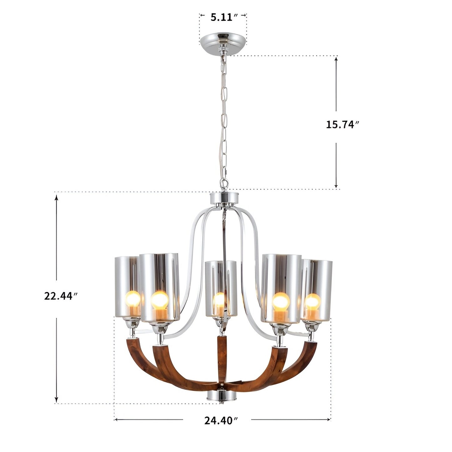 Dimmable Empire Medieval Farmhouse Style Chandelier, Candle Style (5 Lights)
