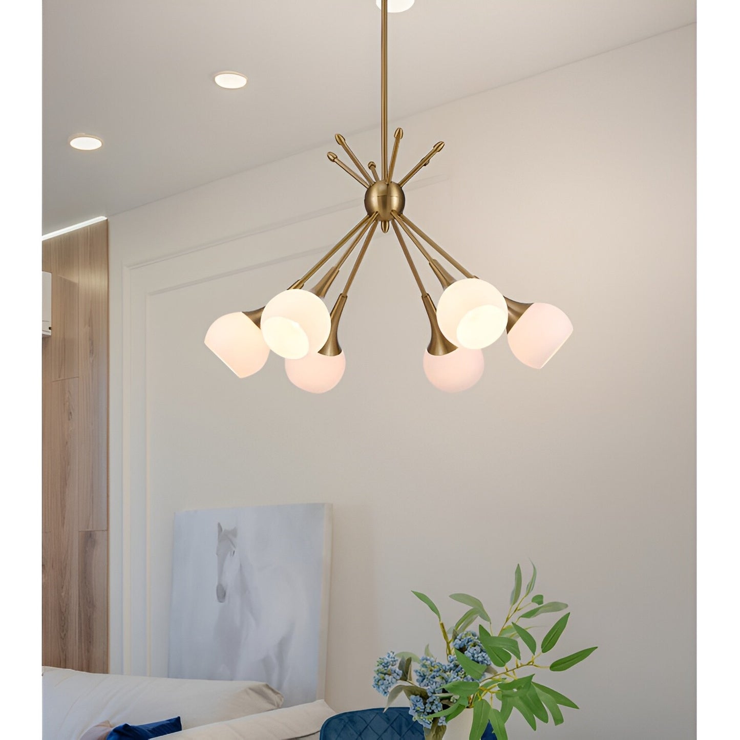 Evansville 6 - Light Sputnik Pendant, Modern Ceiling Chandelier with Futuristic Style