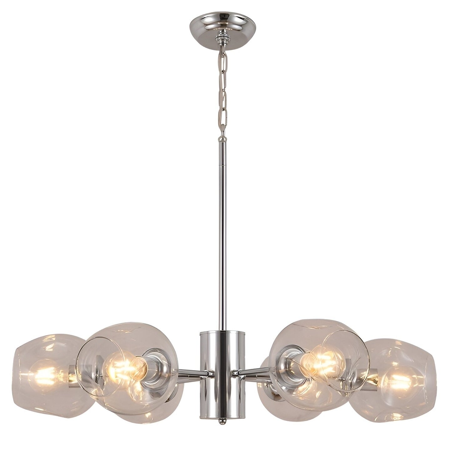 Kye 6 - Resplendent 6-Light Chandelier | Premium Metal Craftsmanship & Striking Gray Glass Globes | Adjustable Height & Dimmer-Switch Enchantment ✨