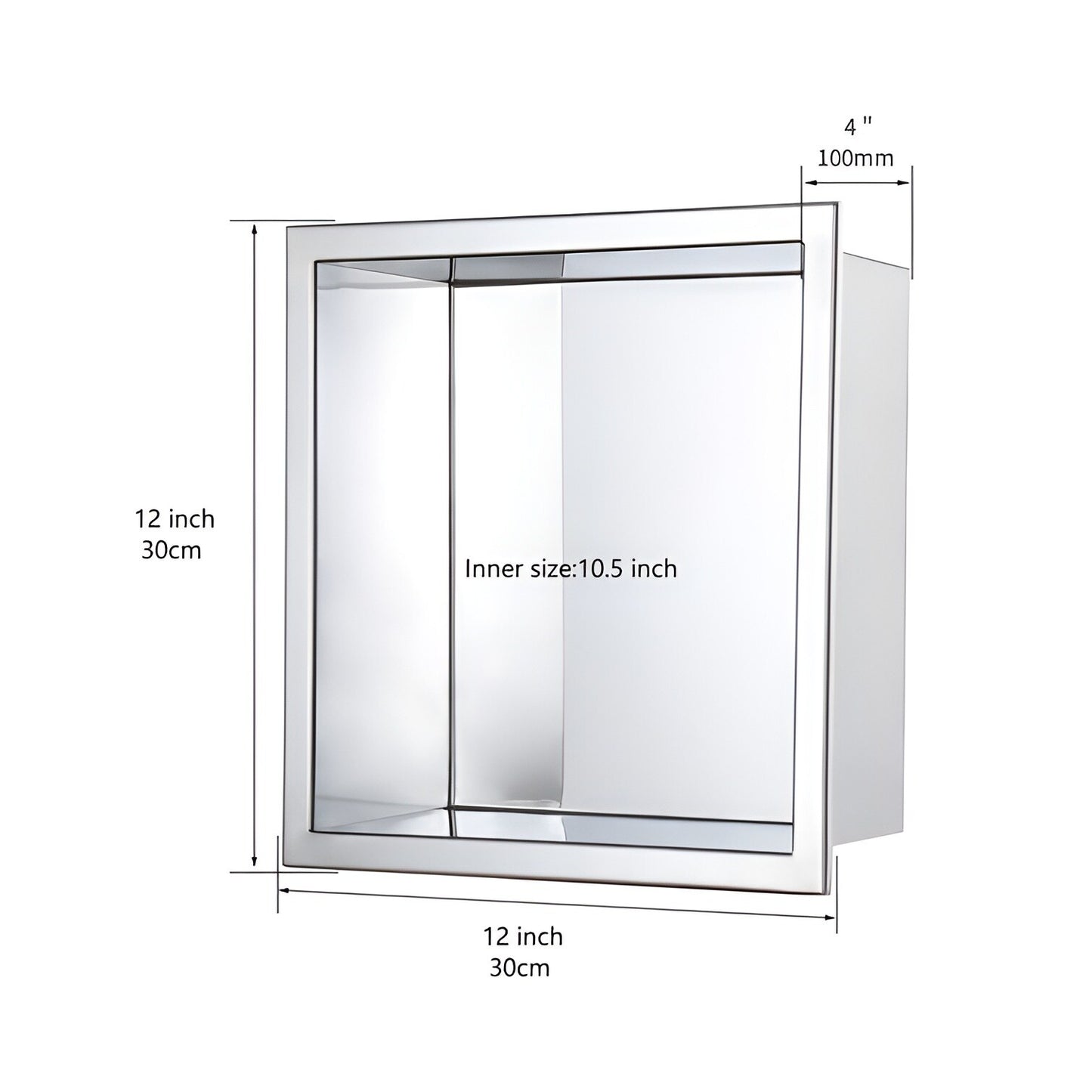 Shower Niche Matte Black 12" x 12" Stainless Steel Shelf Wall-insert