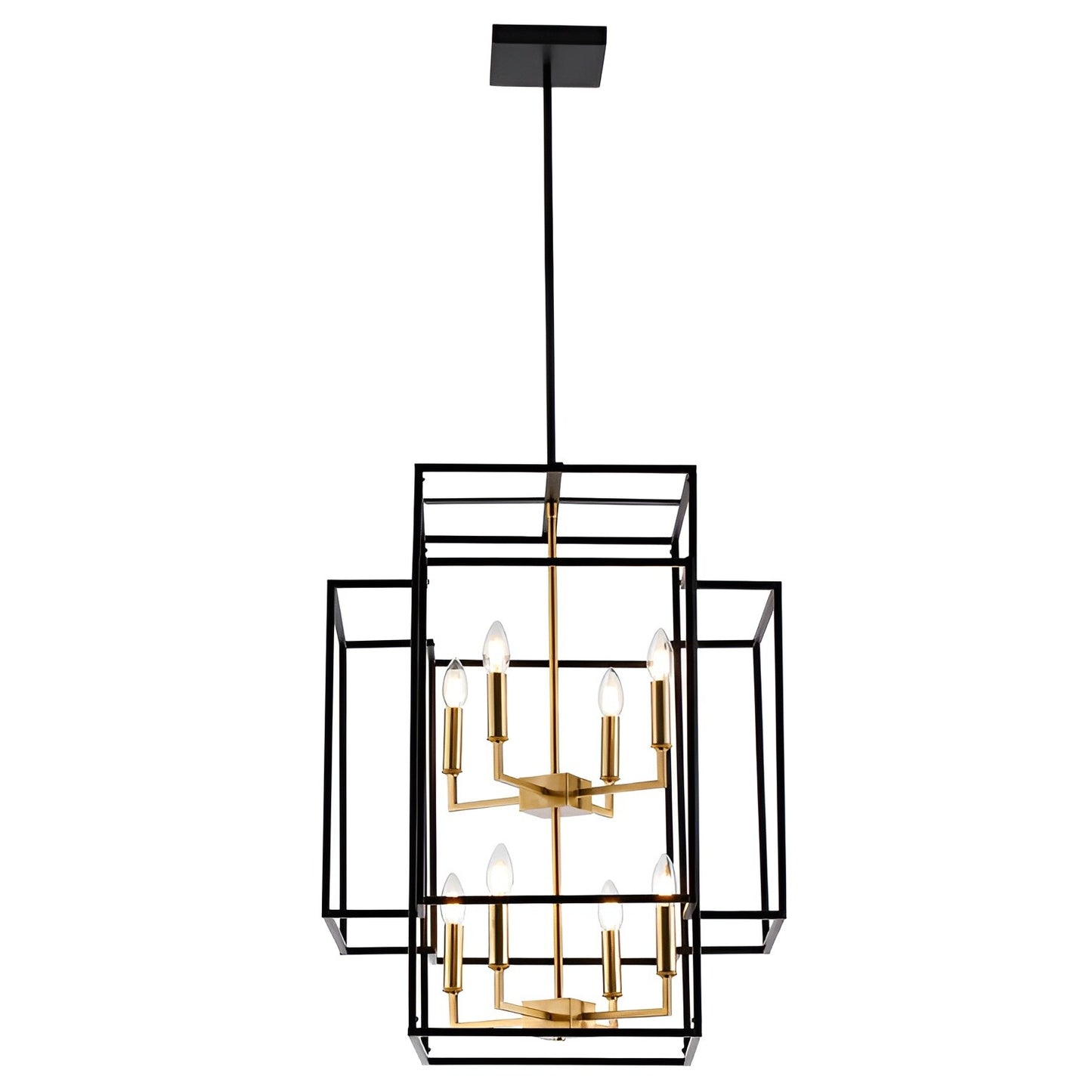 Transitional 8-Light Pendant Chandelier with Spacious 22" Width and 28" Height - Open Frame Cage Design