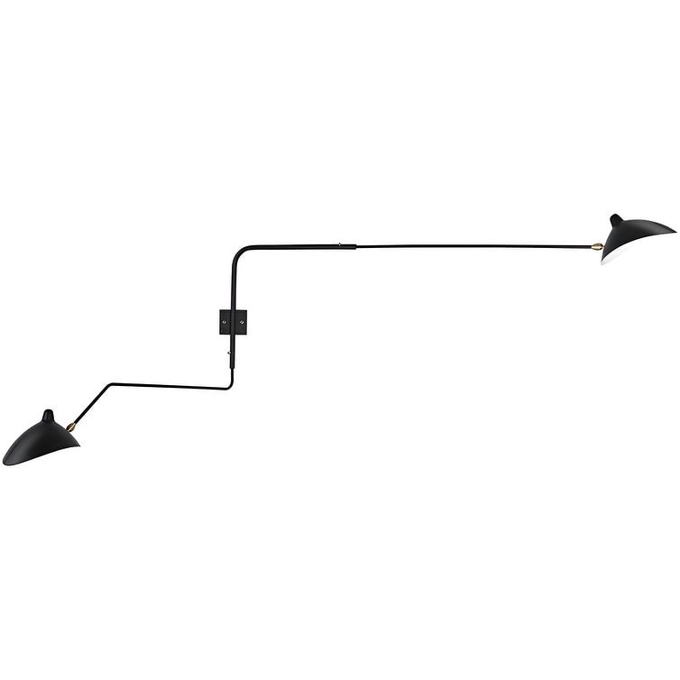 Modern 2-Lights Reading Light, Swing Arm Wall Sconce, Rotatable Black Wall Lights