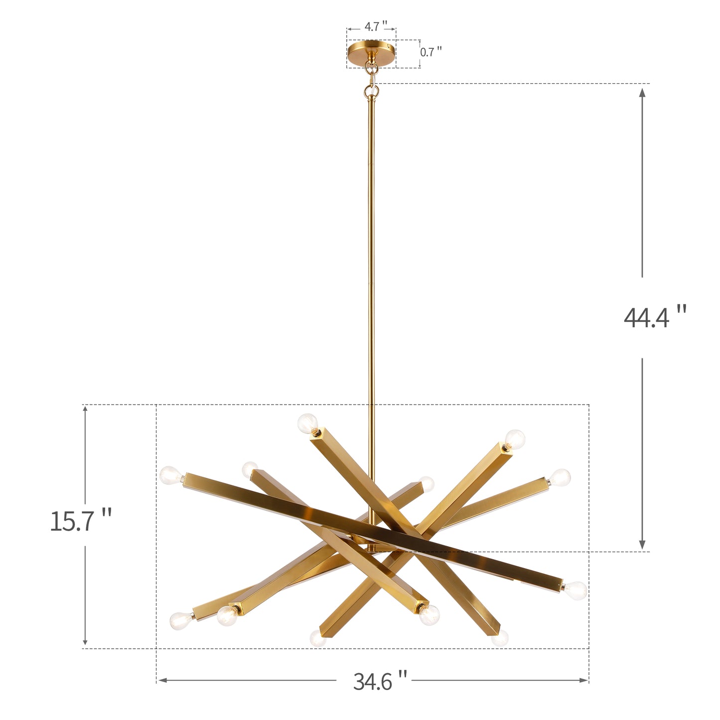 Nordic Simple Branch Sputnik, 12-Light Modern Barre Chandelier