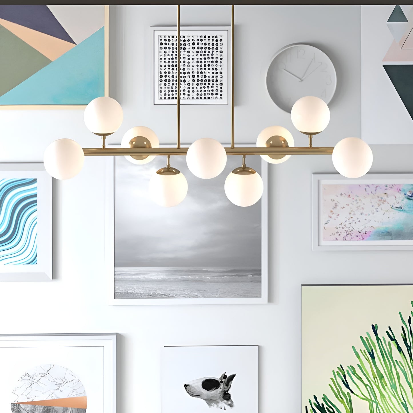 Globe White Pendant Lights for Kitchen Island, Futuristic Spheres (Black or Gold)
