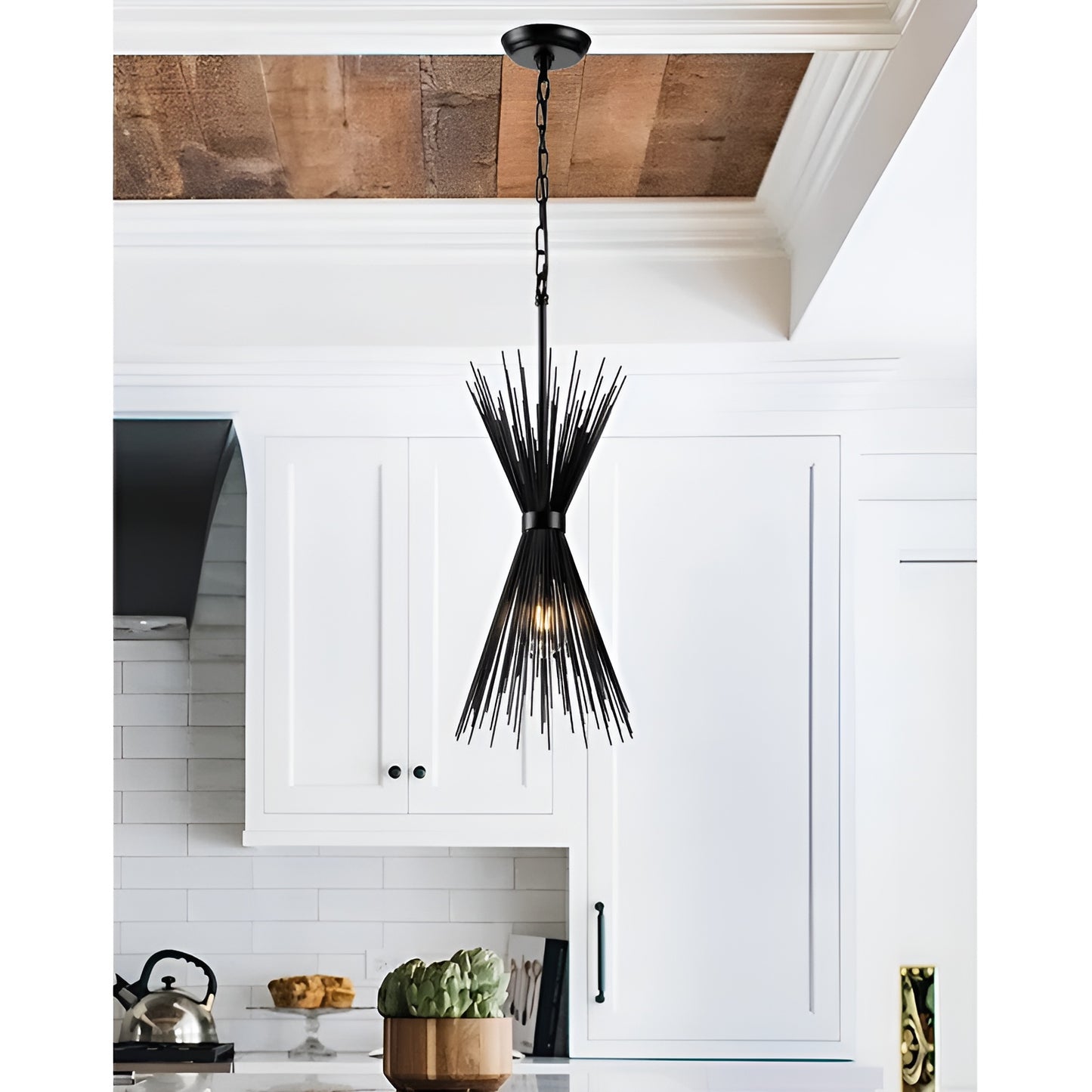 Dark Game Of Thrones Pendant Lamp, Gothic Sci-fi Sputnik Spike Unique Statement (Black)