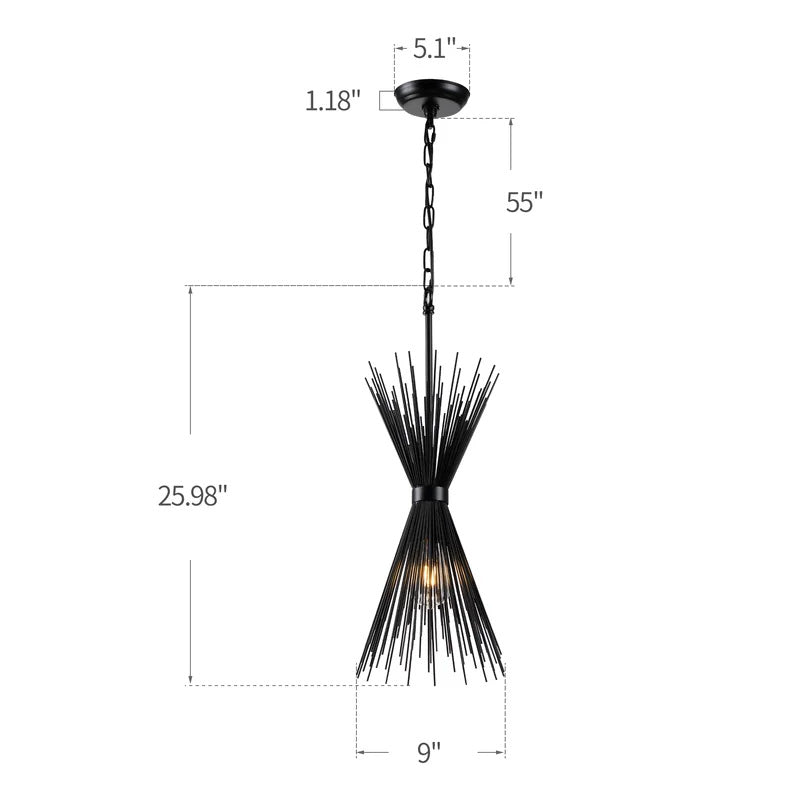 Dark Game Of Thrones Pendant Lamp, Gothic Sci-fi Sputnik Spike Unique Statement (Black)