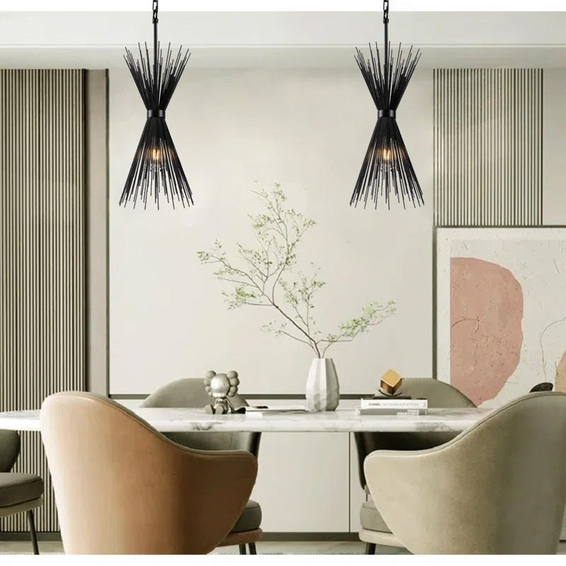 Dark Game Of Thrones Pendant Lamp, Gothic Sci-fi Sputnik Spike Unique Statement (Black)
