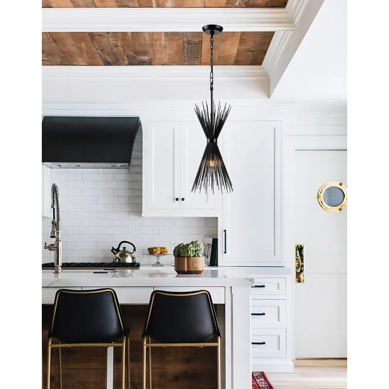 Dark Game Of Thrones Pendant Lamp, Gothic Sci-fi Sputnik Spike Unique Statement (Black)