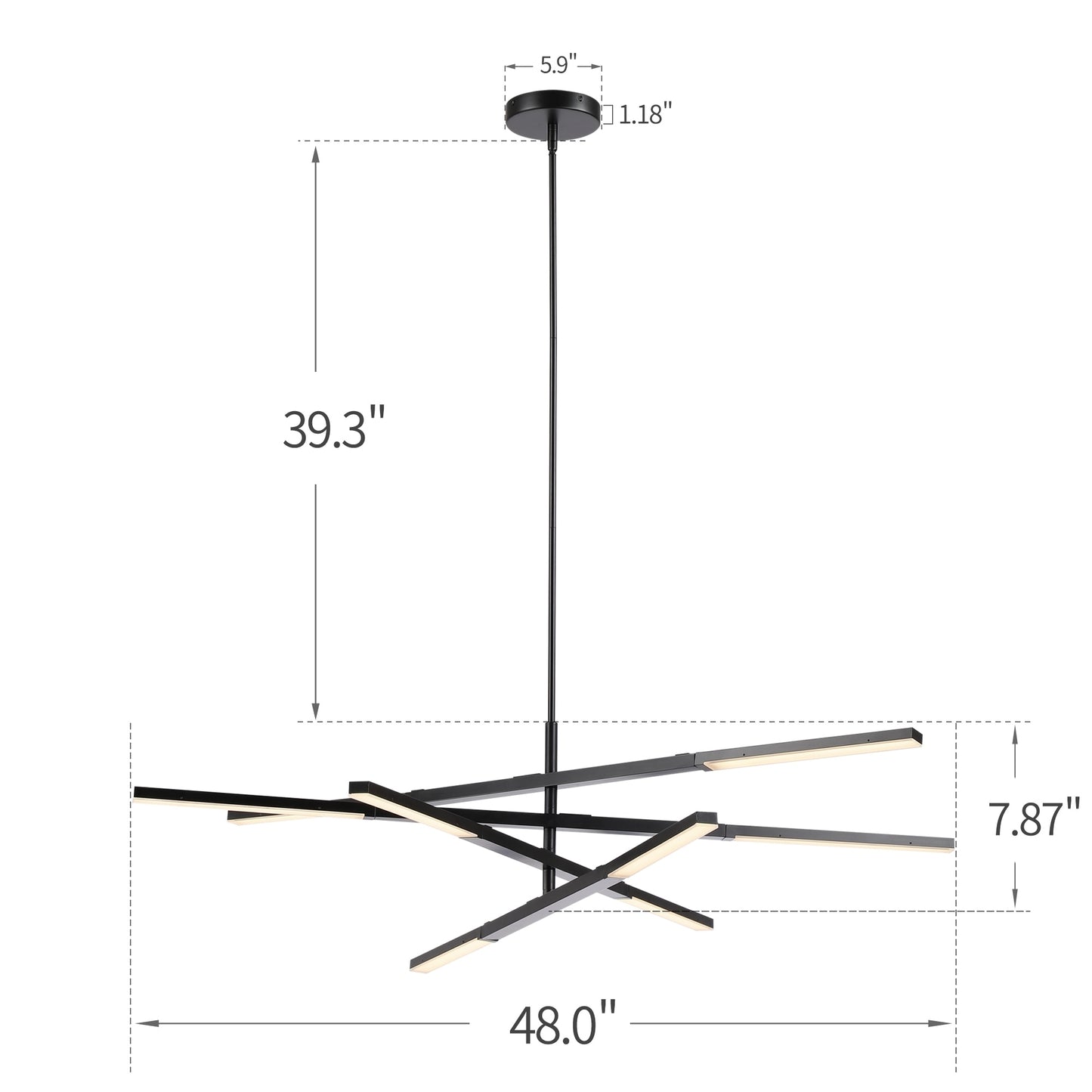 Cutlass Blade Adjustable Chandelier | Black LED Lighting Fixture- Nordic Modern Ceiling Light