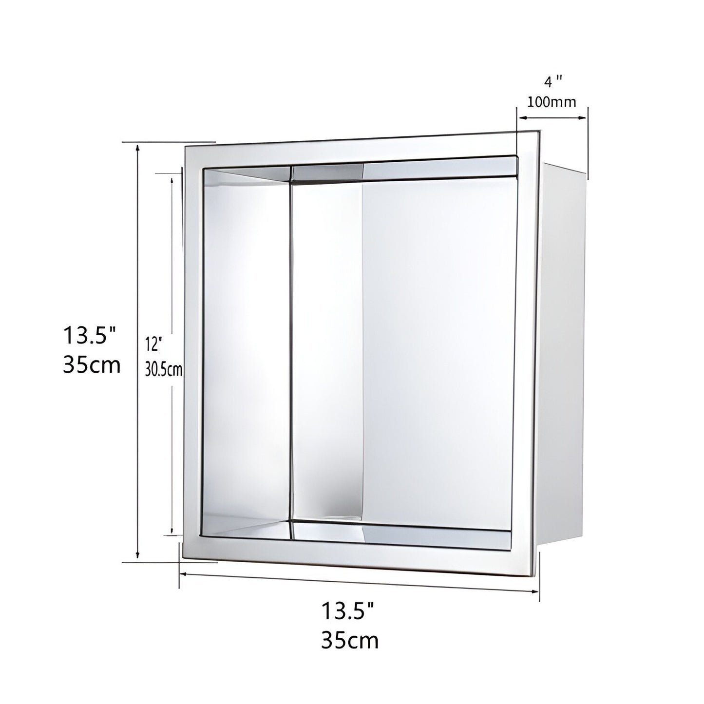 Stainless Steel Shower Niche by DecoMust - Modern and Elegant Design 13.5“ X 13.5” (Inner size 12X12)