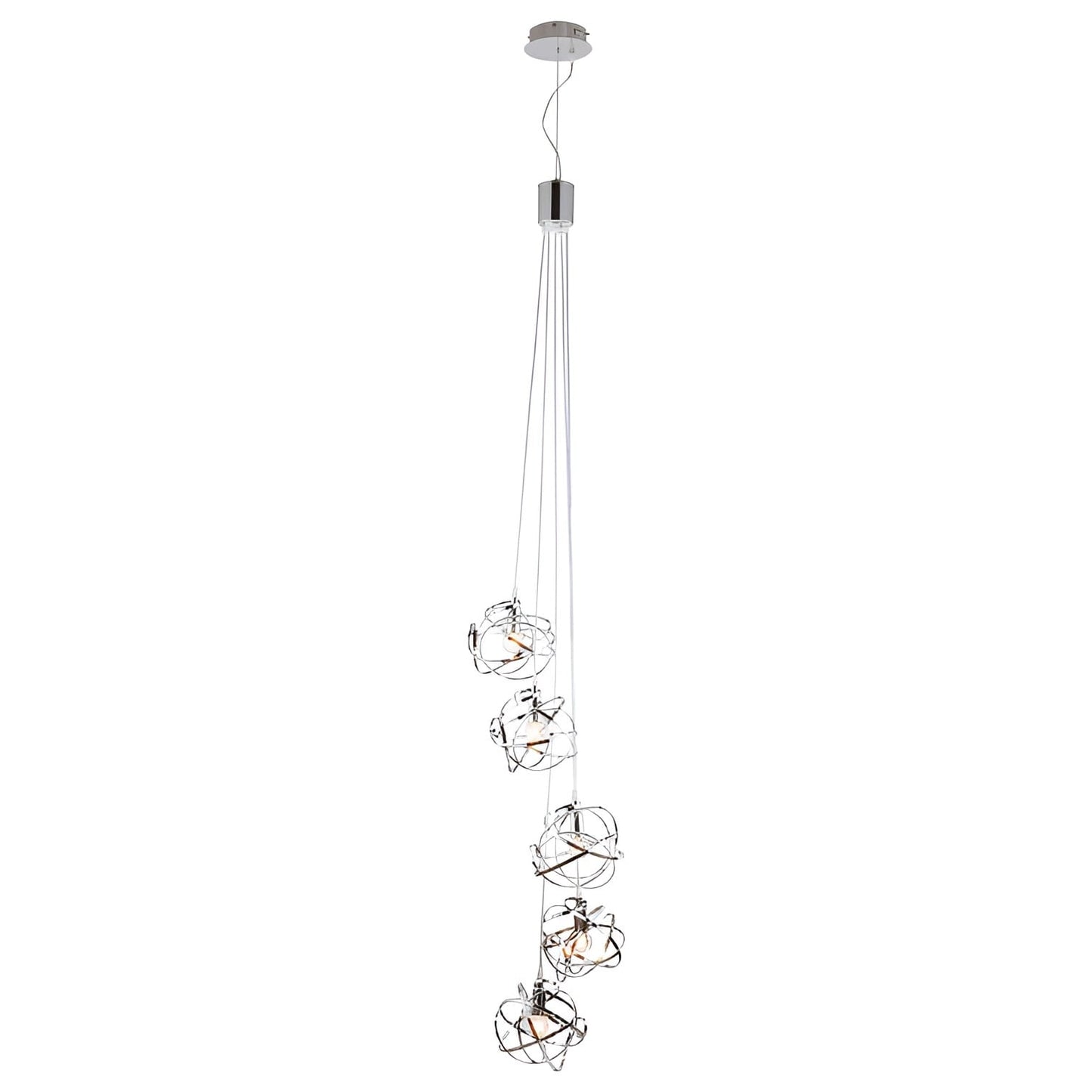 Scribbling Doodle 5-Light Vertical Geometric Cluster, Silver Multi-Pendant Lamp
