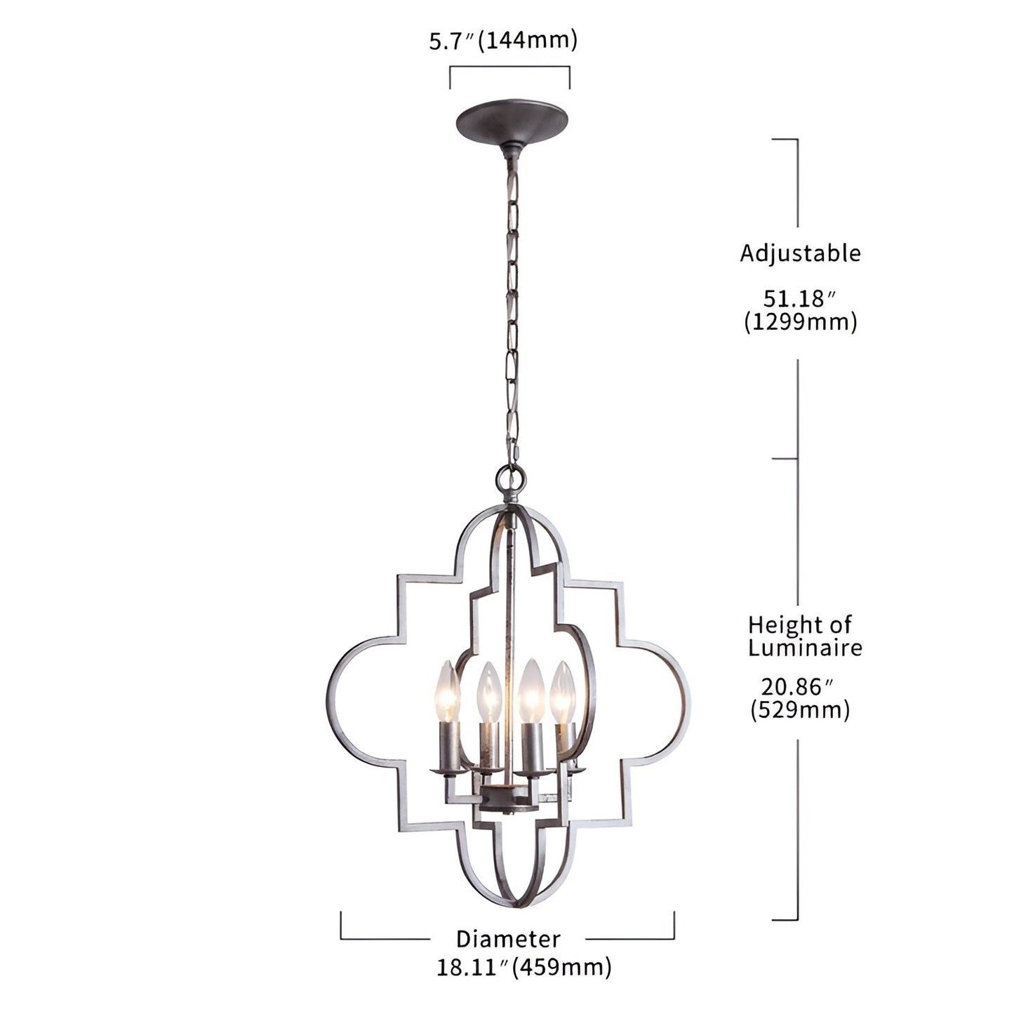 DecoMust Dequinton 4-Light Silver Ancient Style Medieval Pendant - Timeless Charm Illuminated β¨π°
