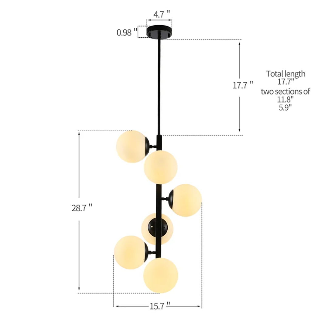 Modern Sci-fi Vertical Chandelier with Sphere Globes