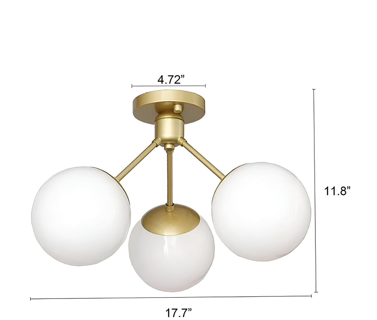 Sci-fi Gold Glass Semi-Flush Mount, Futuristic Space Design