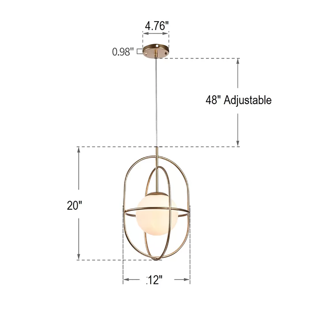 Symmetrical Bronze Gold Single Pendant, Scifi Geometric Light
