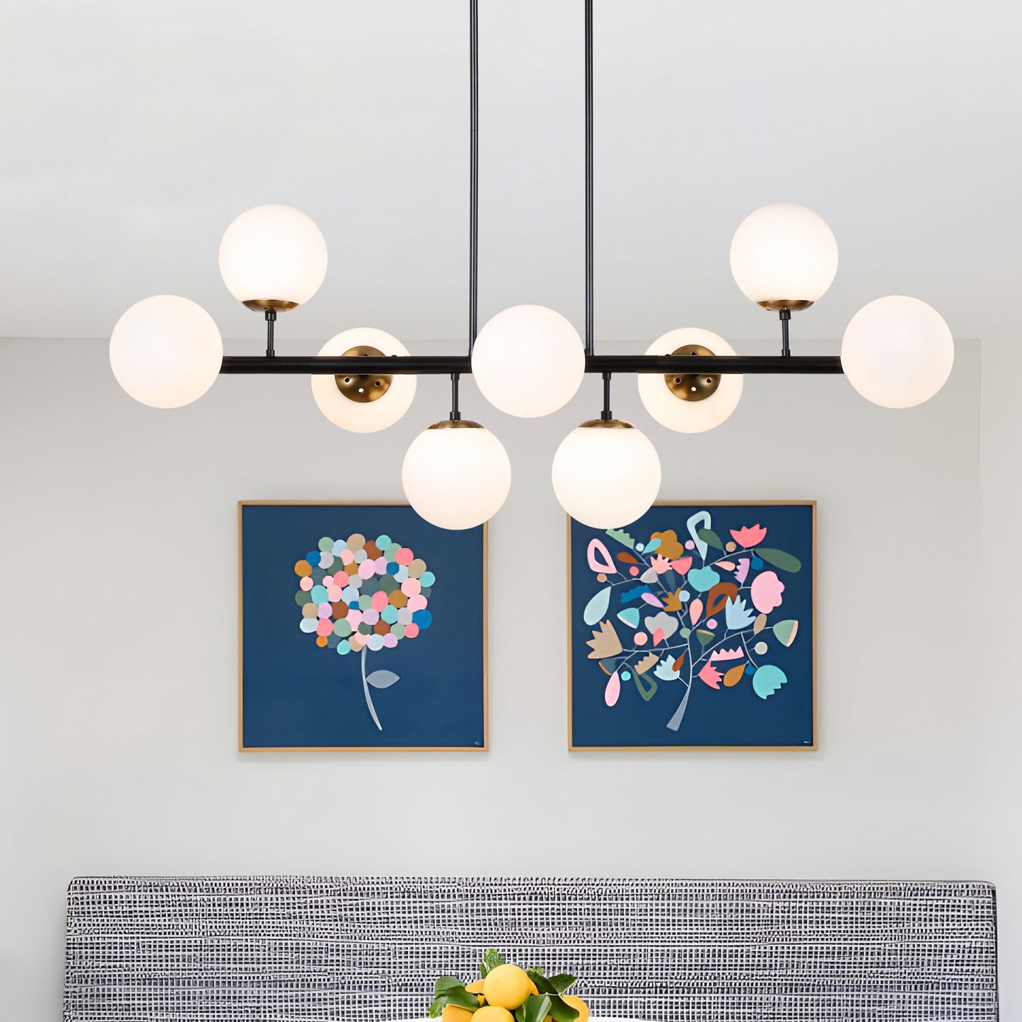 Globe White Pendant Lights for Kitchen Island, Futuristic Spheres (Black or Gold)