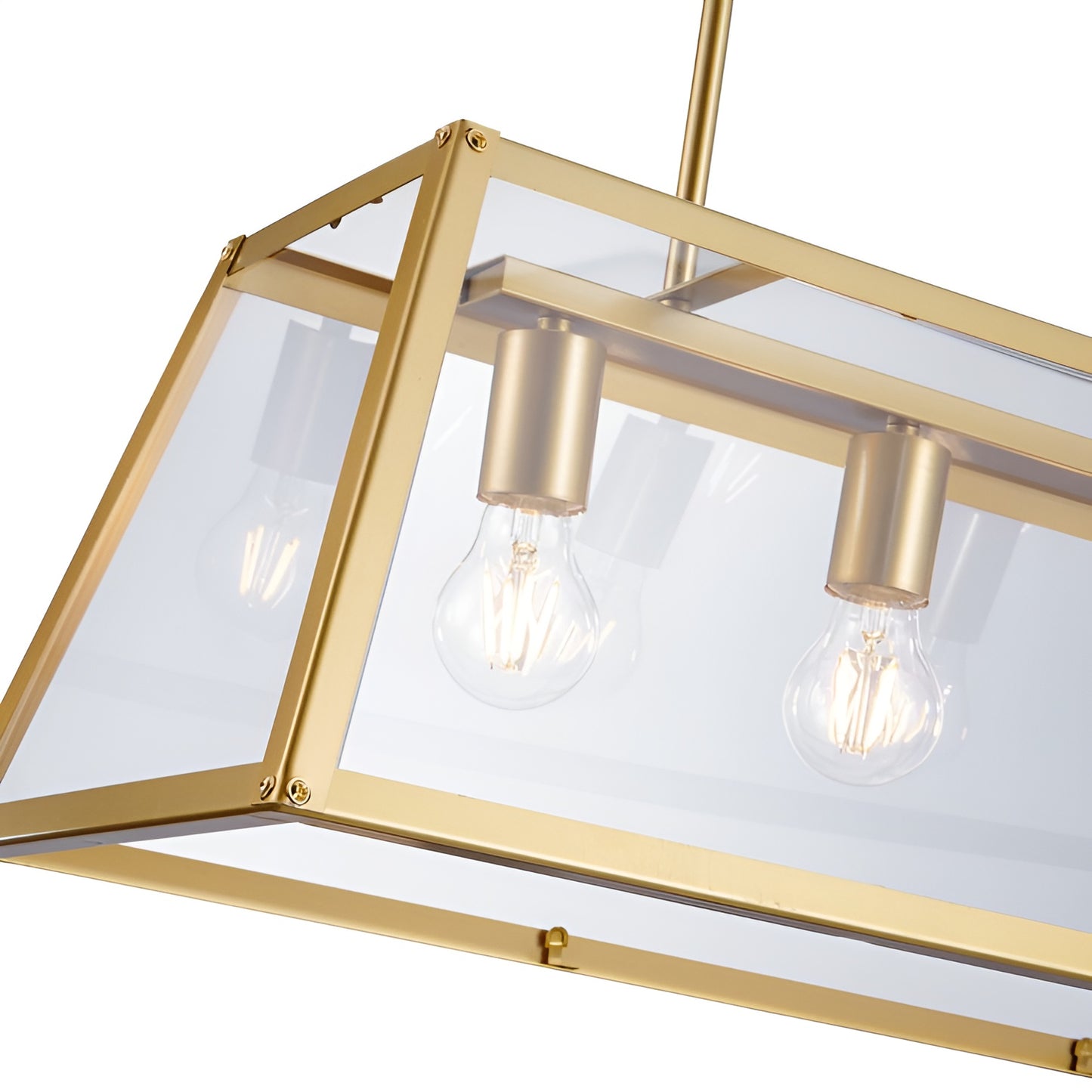 Light Gold Open Cage Kitchen Island Lighting - Geometric Ceiling Light