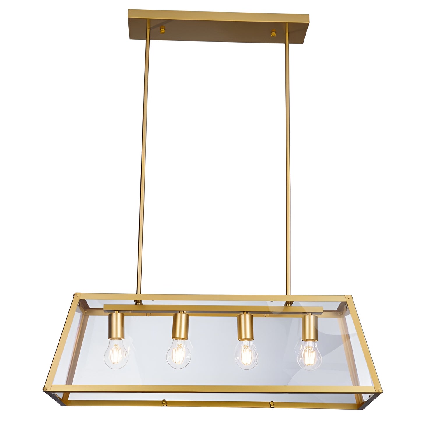Light Gold Open Cage Kitchen Island Lighting - Geometric Ceiling Light