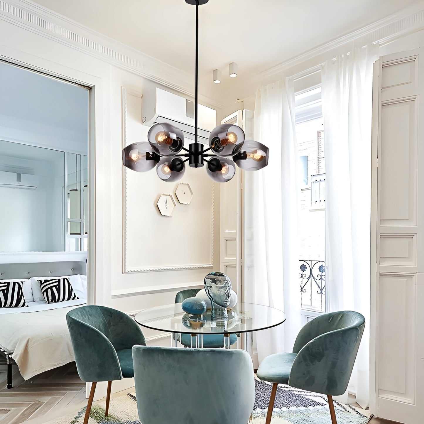 Modern Glass Linear Chandelier, Luxury Pendant Light (Smoked Glass)
