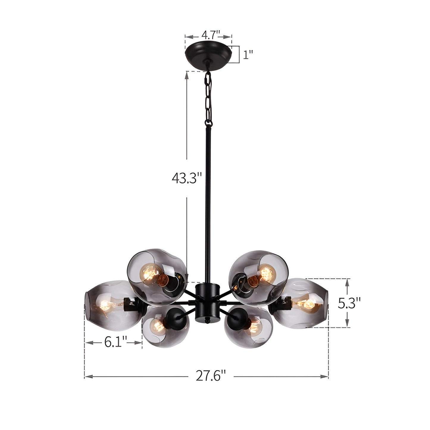 Modern Glass Linear Chandelier, Luxury Pendant Light (Smoked Glass)