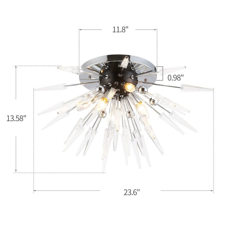 Semi-Flush Mount Sparta Sputnik Starburst Ceiling Lamp