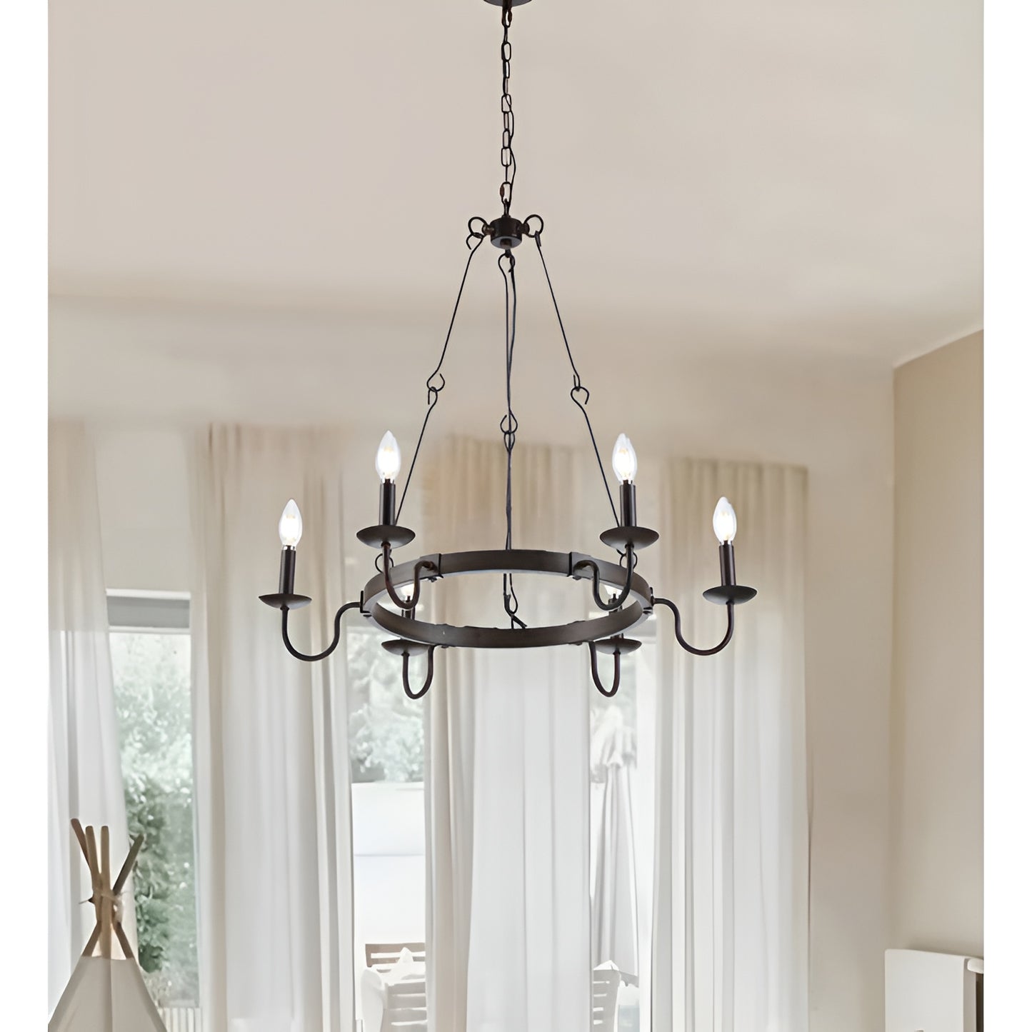 Metal Wagon Wheel Medieval Antique Style Classic Chandelier, Old Traditional Ceiling Light