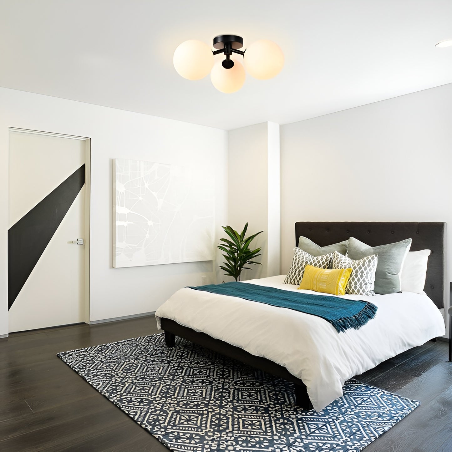 Modern Semi Flush Mount Ceiling Light - 3 Spheres Globe Design