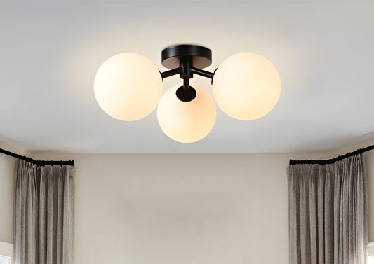 Modern Semi Flush Mount Ceiling Light - 3 Spheres Globe Design